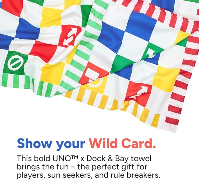 Dock & Bay Beach Towel - Quick Dry, Sand Free - Compact, Lightweight - 100% Recycled - Includes Bag - Uno, Wild Card - Extra Large (200x90cm, 78x35)