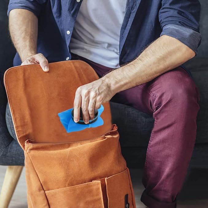 E-Senior Collapsible Water Bottle BPA Free - Foldable Water Bottle for Travel Sports Bottles with Triple Leak Proof Lightweight 17oz (Upgraded Ocean Blue)