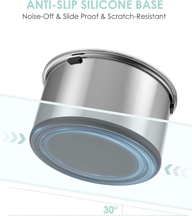 1Gallon Large Dog Water Bowl No Spill, [Anti Digging Lid & Rubber Bottom] Spill Proof Dog Bowl, Anti Splash Mess Dripless Slow Drinking Stainless Steel Water for Sloppy Messy Drinkers Car