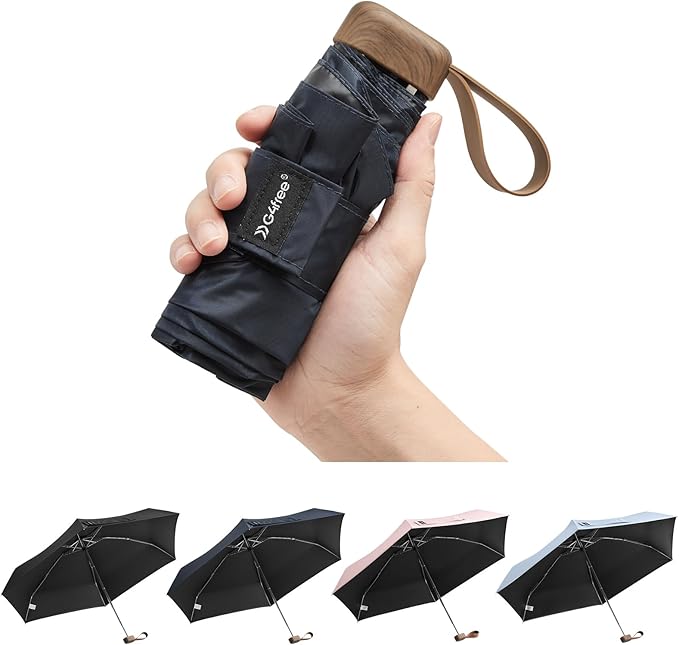 G4Free Mini Travel Folding Umbrella for Purse, Compact UPF 50+ UV Protection Sun & Rain Small Umbrella, Lightweight Portable Parasol Fits in Pocket, Wallet for Women Men