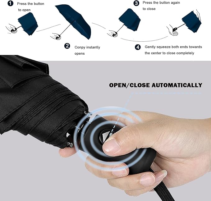 SIEPASA Windproof Travel Compact Umbrella-Automatic Umbrellas for Rain-Compact Folding Umbrella, Travel Umbrella Compact, Small Portable Windproof Umbrellas for Men Women Teenage. (Water Lily)