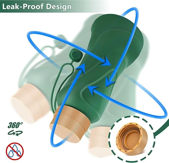 Collapsible Water Bottles,650ml,Leak Proof,Reuseable BPA Free Silicone Foldable Water Bottles,Durable Lightweight for Travel Gym Camping Hiking,Compact Size Portable Sports Water Bottle (Dark Green)