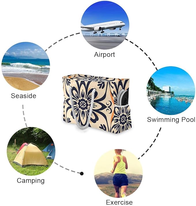 senya Large Beach Shoulder Bags Canvas Tote Water Resistant for Gym Travel Daily