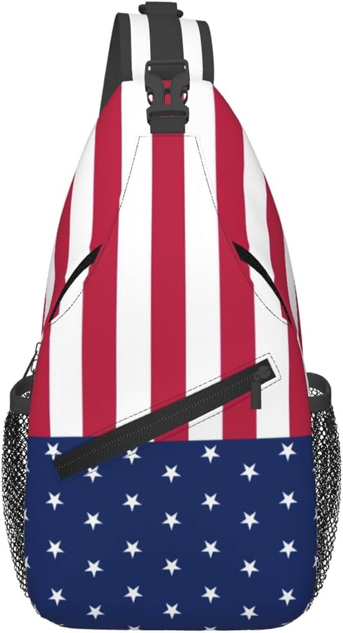American Flag Sling Bag Multipurpose Crossbody Sling Backpack Travel Cycling Hiking Shoulder Bag For Women Men