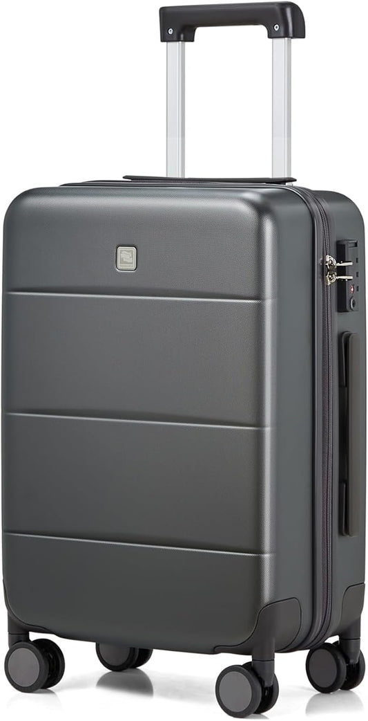 Hanke 24 Inch Checked Luggage with Spinner Wheels Hard Shell Suitcases Lightweight Travel TSA Luggage for Women Men Medium Suitcase(Graphite Grey)