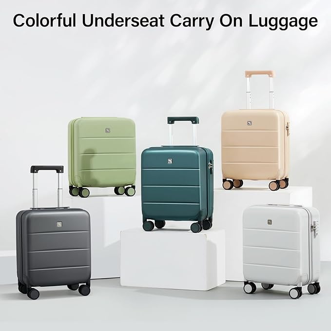 Hanke 16 Inch Underseat Carry On Luggage with Spinner Wheels Hard Shell Suitcases Mini Small Carry On Bag for Airline Approved TSA Luggage Lightweight Travel Suit Case(Smoke White)