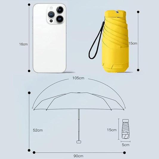 Windproof Mini Travel Umbrella with UPF 50+ Sun & Rain Protection - Ultra Compact & Lightweight, Pocket-Sized for Any Bag, Eco-Friendly Quick-Dry Fabric in Trendy Colors