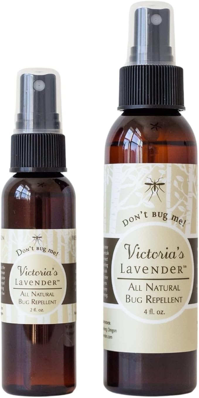 Victoria's Lavender Don’t Bug Me Natural Bug Spray for Kids, Men & Women – DEET Free Insect Spray with Essential Oils, Aloe Vera & Eucalyptus for Outdoor & Indoor, Made in USA – (2 Fl Oz + 4 Fl Oz)