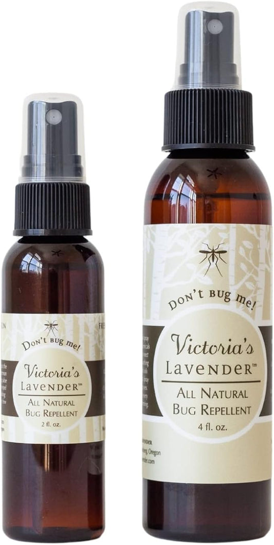 Victoria's Lavender Don’t Bug Me Natural Bug Spray for Kids, Men & Women – DEET Free Insect Spray with Essential Oils, Aloe Vera & Eucalyptus for Outdoor & Indoor, Made in USA – (2 Fl Oz + 4 Fl Oz)