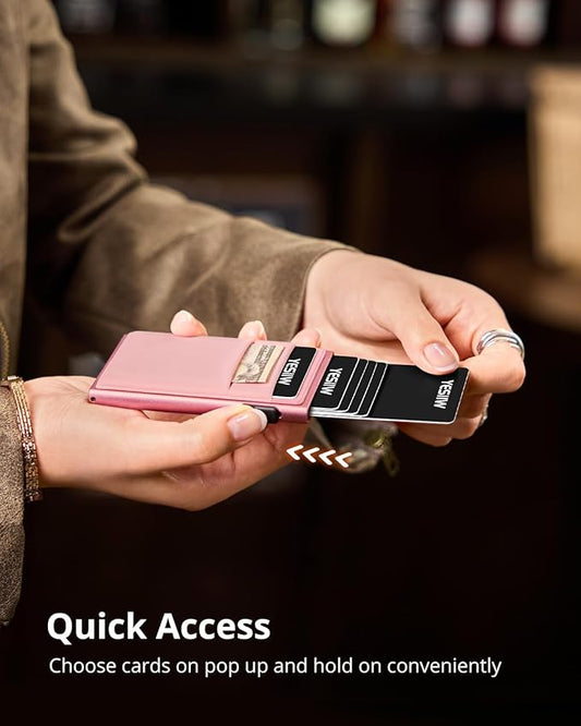 YESIIW Credit Card Holder Wallet for Men RFID Blocking Slim Minimalist Metal Wallet with Money Pocket Contactless Card Protector