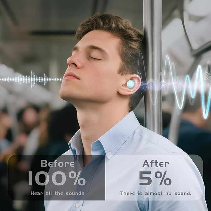 Ear Plugs for Sleeping Noise Cancelling, 45dB Hearing Protection for Concerts Earplugs Noise Reduction Reusable Soft Silicone Ear Plugs for Snoring Airplanes Travel, Study with 5Pair Ear tips