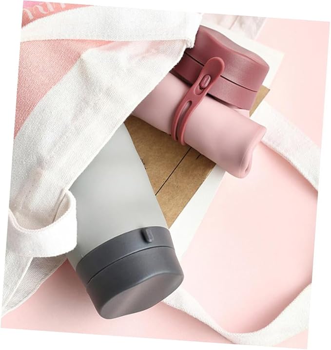 Foldable Silicone Sports Water Bottle Portable Collapsible Outdoor Drinking Cup for Hiking Camping Cycling Pink