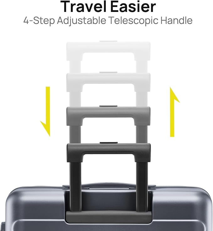 NINETYGO Luggage Sets 2 Piece, Carry On Luggage Airline Approved, Large Checked Luggage with Spinner Wheels, Lightweight, Hard Shell PC Suitcase Sets, TSA Approved, 20in/28in (Grey, Rhine Basic)