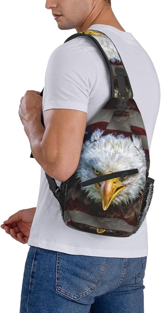 American Flag Sling Bag Multipurpose Crossbody Sling Backpack Travel Cycling Hiking Shoulder Bag For Women Men