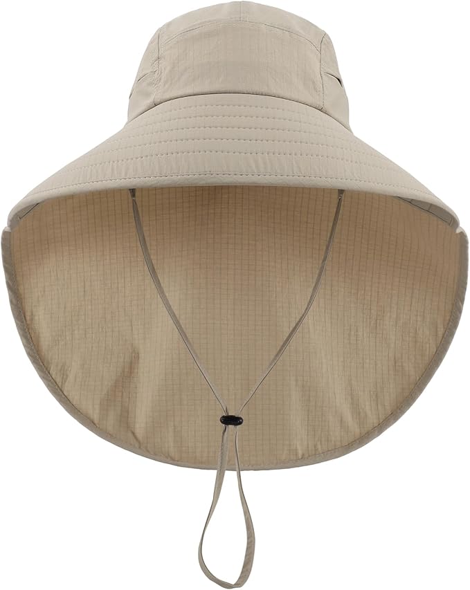 Home Prefer UPF 80+ Sun Hat for Men Women Wide Brim Sun Hat with Neck Flap Summer Safari UV Protection Gardening Fishing Hat