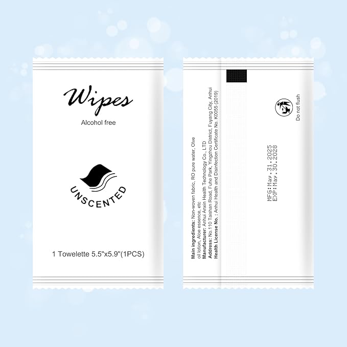 Individual Hand Wipes,Wet Wipes Individually Wrapped Bulk Cleansing Travel Size Wet Wipes for Wedding Travel Restaurant Barbecue(unscented,pack of 50)