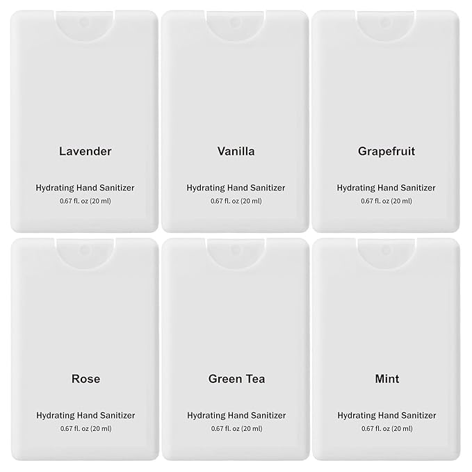 6 Pack Hand Sanitizer Spray Gift for Women Travel Size Mini Scented Hand Sanitizer Spray Refillable White Bottle Pocket Portable Thank You Gifts for Staff Teacher Nurse Office