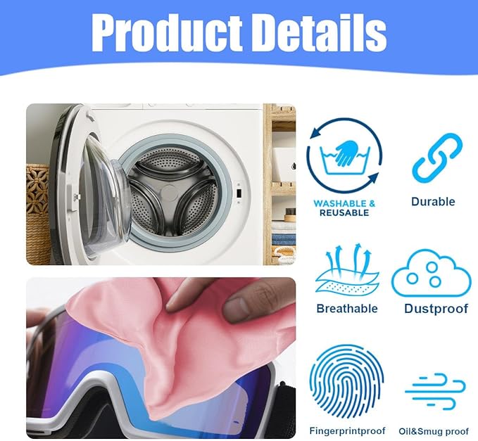 Microfiber Drawstring Bags, Multi-Size Soft Protective Pouches for Shoes, Ski Goggles, Sunglasses, Handbags & Camera Lenses