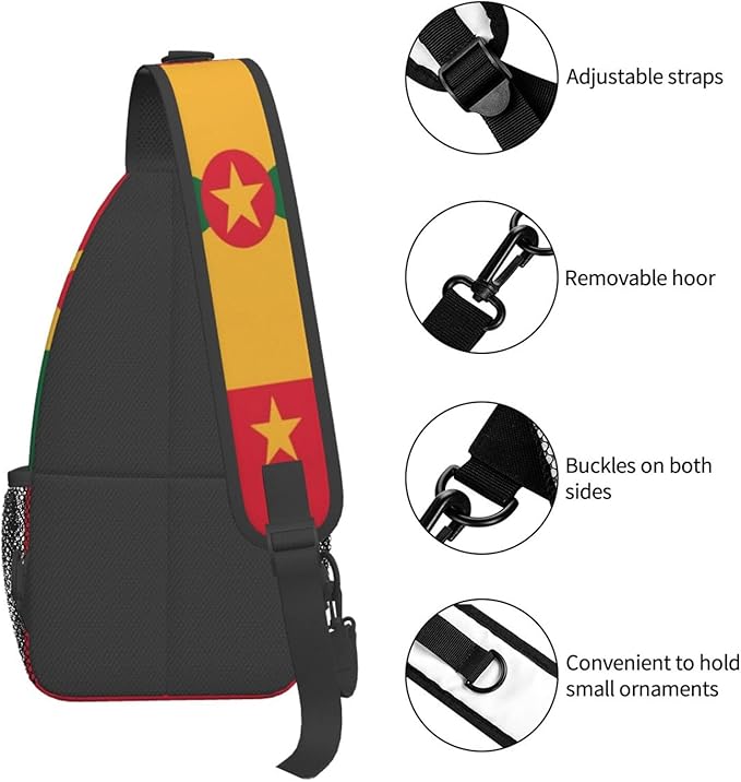 Grenada Flag Sling Bag Multipurpose Crossbody Sling Backpack Travel Cycling Hiking Shoulder Bag For Women Men