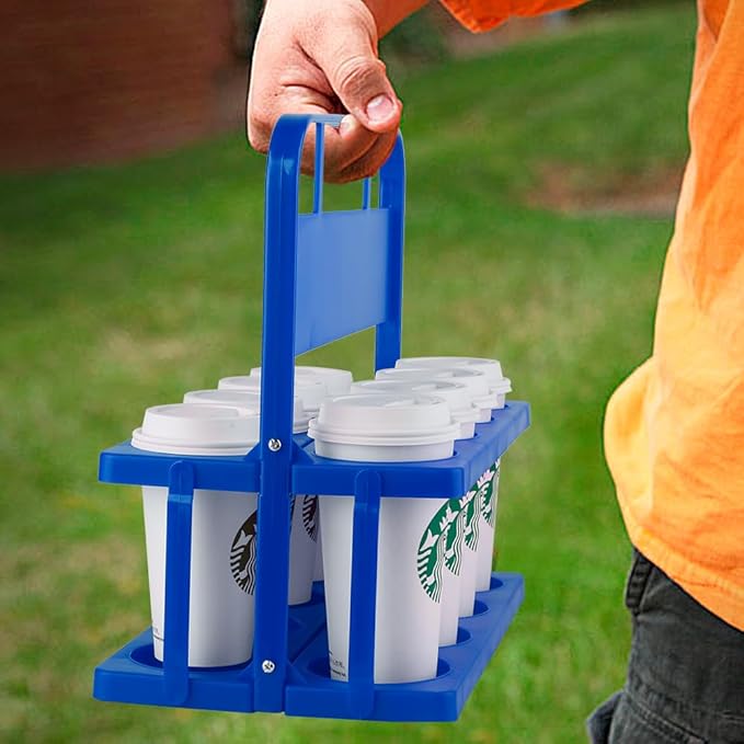 Reusable Drink Carrier with Handle for Food Delivery Drivers, Portable 8 Cup/Coffee Holder Accessories for Delivery, Foldable Drinks Caddy with Tray, Car Durable Plastic Festive Bottle, Vacation