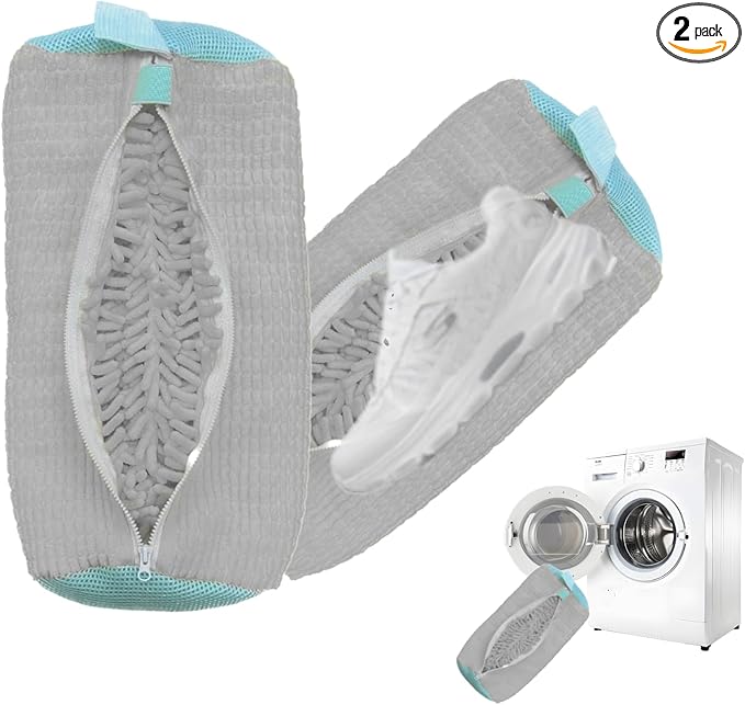 Shoe Washing Machine Bag,Laundry Shoe Bag for Sneaker,Tennis Shoes,Washer and Dryer,Reusable Cleaning Bag for Sock,Gym Shoes (Gray 2pcs)