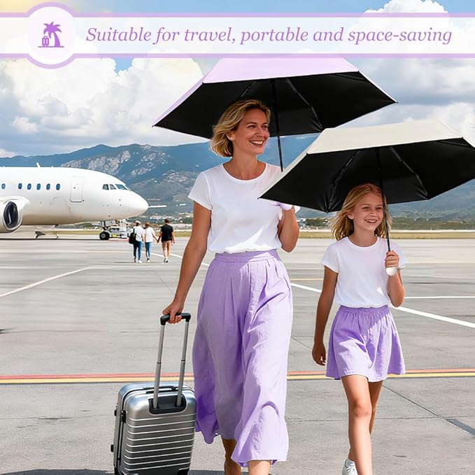 TOPSAIL Mini Umbrella Compact for Travel, UV Sun Protection(UPF50+), Waterproof for Light Rain, Suitable for Women & Kids With a Case, Manual 6k Folding Small Pocket Size Ufor Backpack/Purse