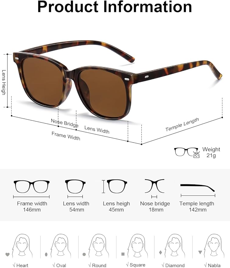 Wzerry Sunglasses for Women Polarized, Sun Glasses Vintage Style Trendy Round UV400 Protection Lens