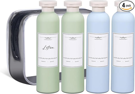 ASEVAT 8.8 oz Leak Proof Travel Bottle with Flip Cap, Shampoo and Conditioner Bottle Set, Refillable Containers for Lotion, Cream Shampoo(4Pcs)