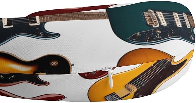 Memory Foam U-Shape Travel Pillow, Electric Guitar U-Shaped, Neck Support Compact for Airplane Bus Rest, Washable Cover Breathable