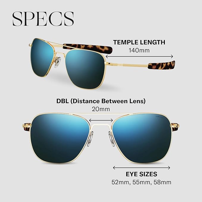 Randolph Eyewear Aviator Sunglasses for Men & Women – Non-Polarized & Polarized Lenses, 23k Gold UV Protection Sunglasses