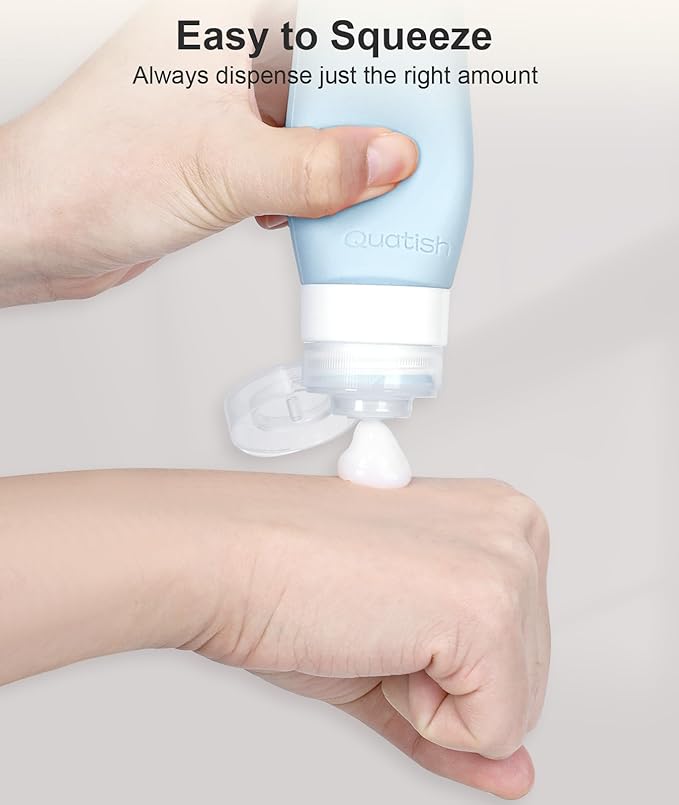 Quatish Travel Bottles for Toiletries 6 Pack, Original Patented Leakproof 3 oz Tsa Approved Travel Size Containers, BPA Free Silicone Shampoo and Conditioner Bottles, Camping Essentials, Black