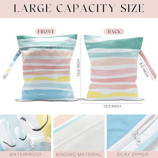 3 Pcs Wet Bag, Wet Dry Bag, Waterproof Bag, Small Laundry Bag, Wet Bag for Pool, Beach, Swimsuit, Makeup Bag, Diapers,Cruise Ship Essentials,Rainbow Gifts, Beach Accessories Travel for Women