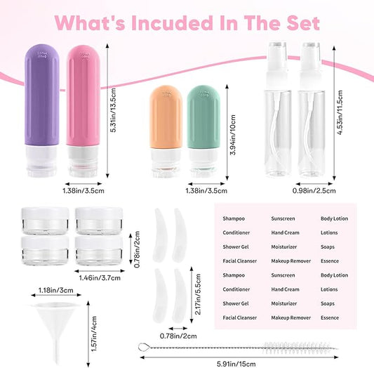 Landisun Travel Size Toiletries Essentials Bottles 18Pack Containers Travel-Essentials Leak Proof (Green)