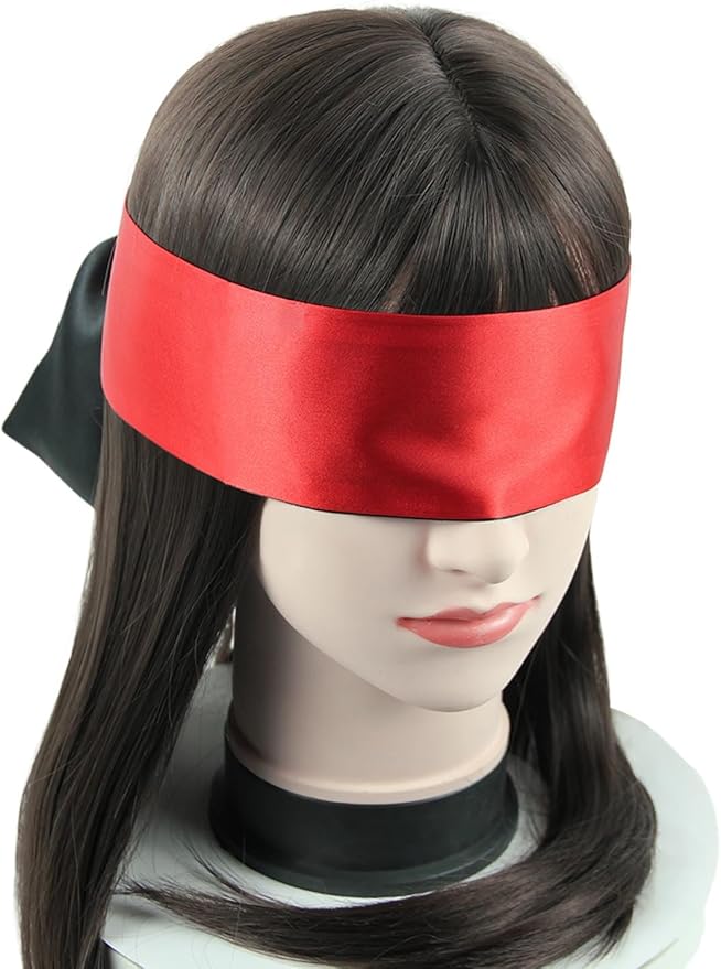 Blackout Sleep Mask for Women Mysterious Masquerade Soft Mask Blindfold Black Eyemask Adjustable Eye Mask Halloween Cosplay Costume Accessories Valentine Gifts for Women (Black and Red)