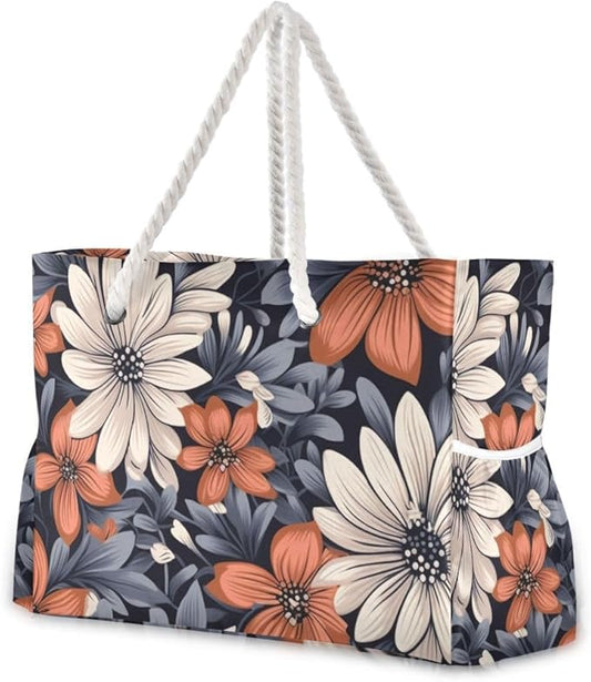 senya Large Beach Shoulder Bags Canvas Tote Water Resistant for Gym Travel Daily