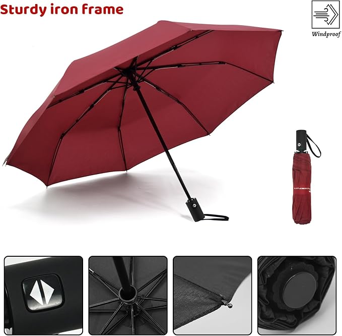 SY COMPACT Umbrella Automatic Travel Waterproof Light Folding Umbrellas Easy Carry for Women and Men