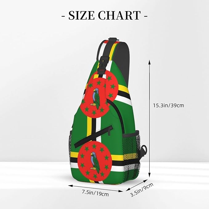 Dominica Flag Sling Bag Multipurpose Crossbody Sling Backpack Travel Cycling Hiking Shoulder Bag For Women Men