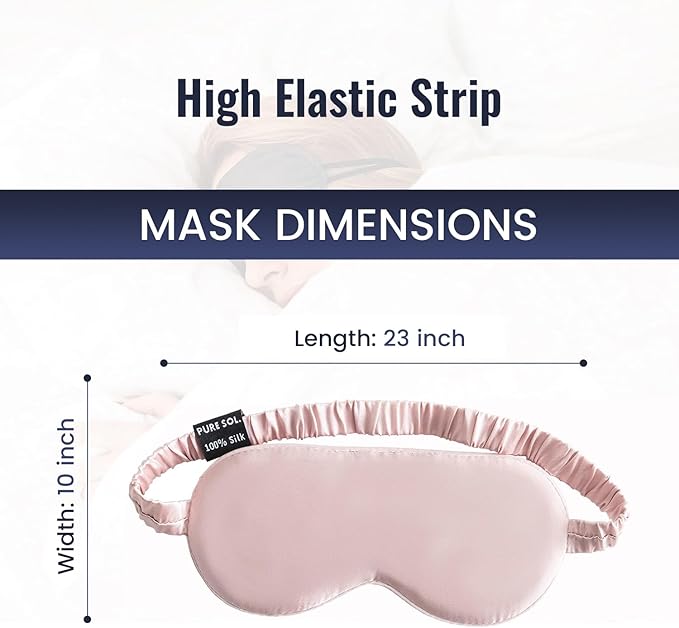 Pure SOL. Silk Sleep Mask - 100% Mulberry Silk Eye Mask - Eye Mask for Sleeping & Blindfold for Power nap During Travel (Mauve)