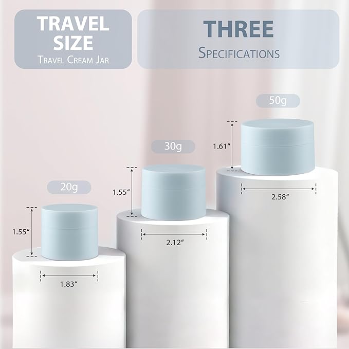 Travel Size Containers, Small Plastic Containers with Lids, 20 Gram Travel Container for Creams, Lotion, Toiletries, Makeup (2PCS Blue and 2PCS Pink Plastic Jars)