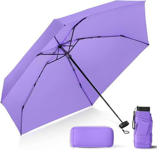 LEAGERA Compact Travel Umbrella with Case - Mini Umbrella for Purse, Small Lightweight &Tiny Design Perfect for Parasol Outdoor Sun&Rain Umbrellas