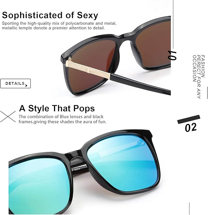 SIPHEW Oversized Square Sunglasses for Women|Lightweight Fashion Sunglasses 100% UV400 Protection|Trendy Mirrored Shade