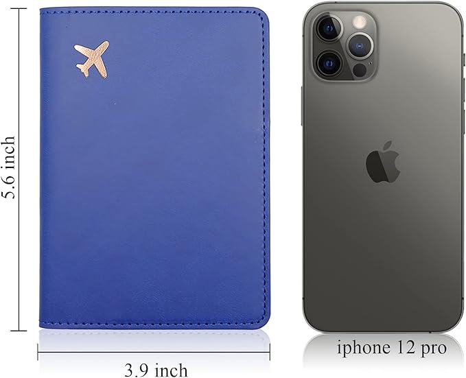 Deziliao Passport Wallet, Blue, Unisex, Faux Leather, Waterproof, Rfid Blocking, Slim, Lightweight, 20 Inch