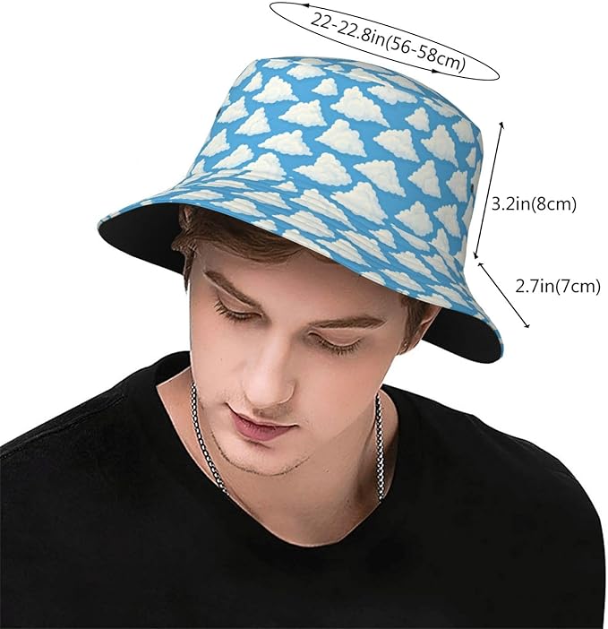 Colorful Fire Balloon, White Cloud Fisherman Hat Summer Foldable UV Protection Sun Hat