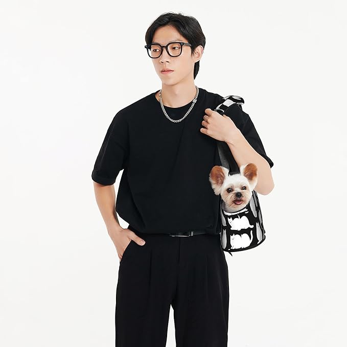 White cat Small pet (Kitten or Puppy) Travel Handbag Portable Foldable Shoulder Bag pet backpackBlack