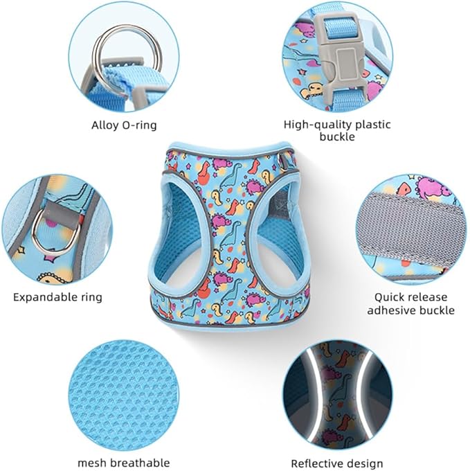 Step in Dog Harness and Leash Set, Flower Adjustable Easy Walk Puppy Harnesses, Soft Mesh Pet Vest Harness Small Size Dog Adjustable No Pull Dog Harness for Small Dogs and Cats(Bee, XS)