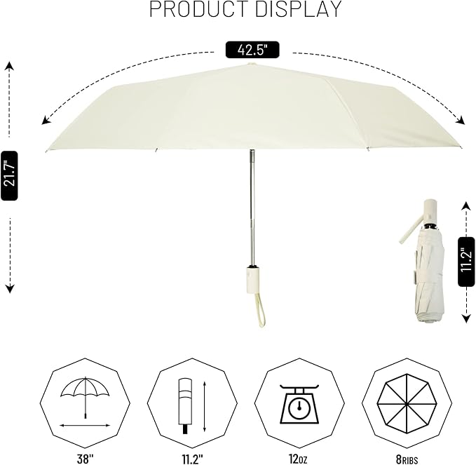SY COMPACT Umbrella Automatic Travel Waterproof Light Folding Umbrellas Easy Carry for Women and Men