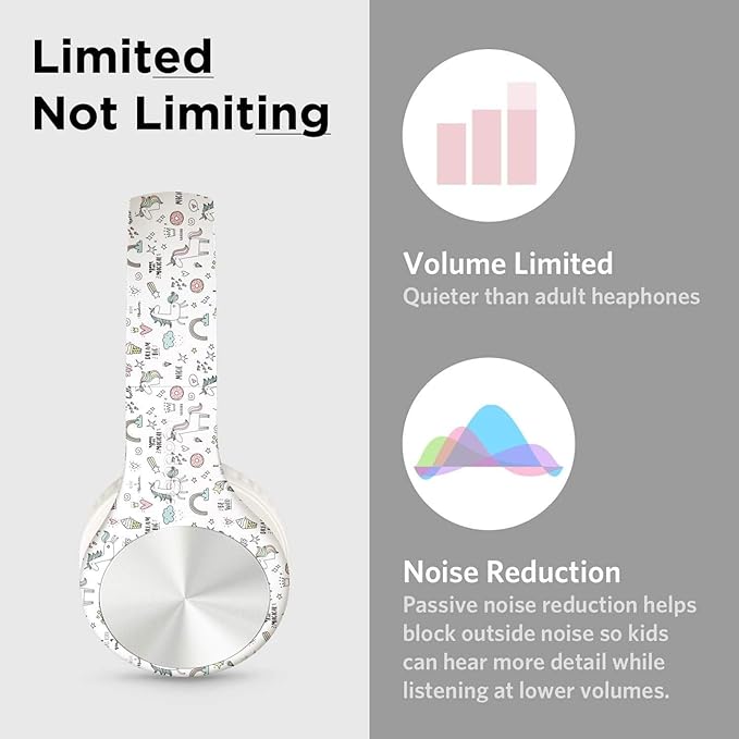 LilGadgets Connect+ Pro Wired Kids Headphones for School with Microphone, Volume Limiting Over-Ear Headset with Cord, SharePort Technology & SoftTouch Padding, Unicorn