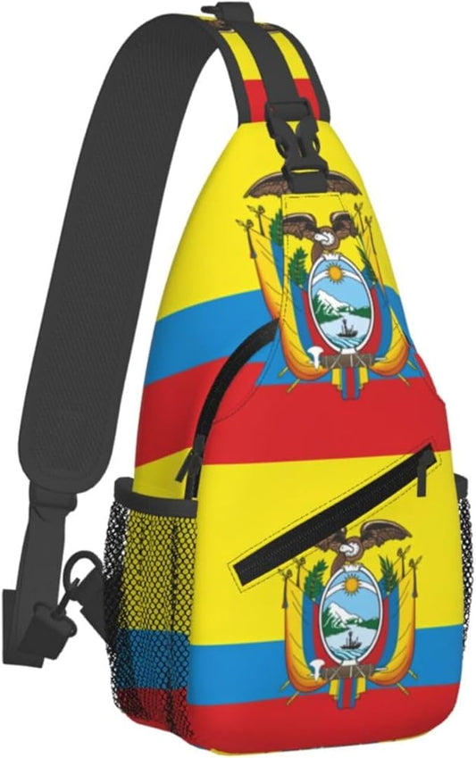 Ecuador Flag Sling Bag Multipurpose Crossbody Sling Backpack Travel Cycling Hiking Shoulder Bag For Women Men