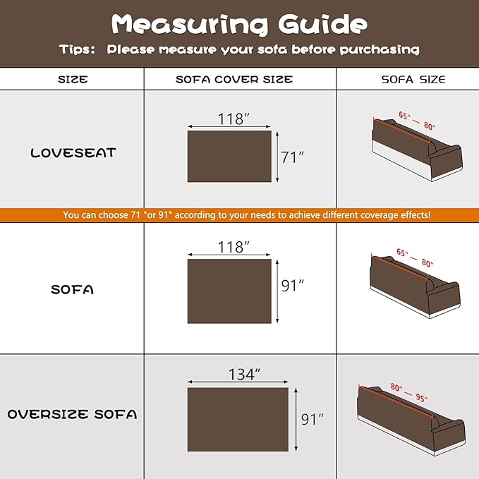 MEETSKY Couch Cover Washable for 2 Cushion Sofa, Cat Scratch Proof Furniture Protector Love Seat L Shape Couch Covers Soft Sectional Sofa Cover for Dogs Pets, 71" x 118", Brown