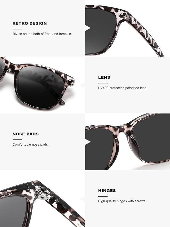 Wzerry Sunglasses for Women Polarized, Sun Glasses Vintage Style Trendy Round UV400 Protection Lens